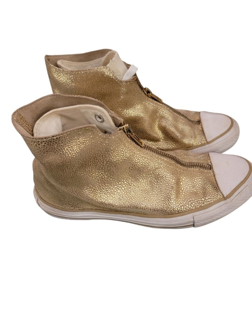 Converse CTAS Shroud Metallic Gold High Top Sneakers Zip Womens 7.5 Rare - Picture 4 of 9